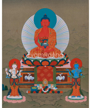 Buddha of Infinite Light, Amitabha Thangka - Chenresig and Vajrasattva Bodhisattvas