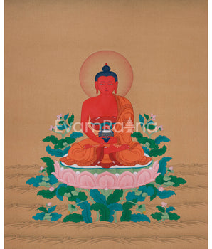 Minimal Red Buddha Amitabha Thangka | Enlightened Deity of Infinite Light