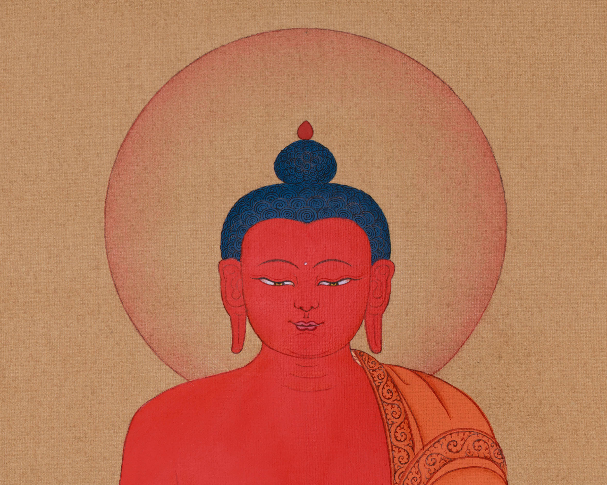 Minimal Red Buddha Amitabha Thangka | Enlightened Deity of Infinite Light
