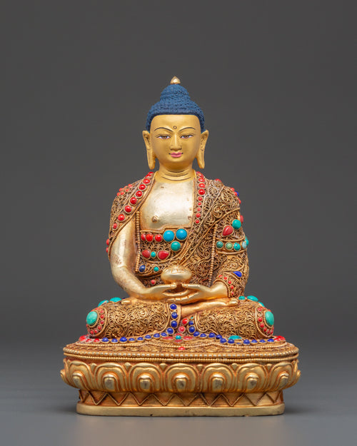 Gold Plated Statue of Amitabha Buddha | Buddhist Altar Statue