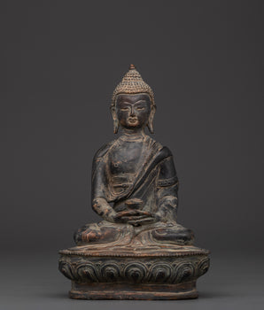 Handcrafted Amitabha Buddha Statue | Copper Body with Antique Finish