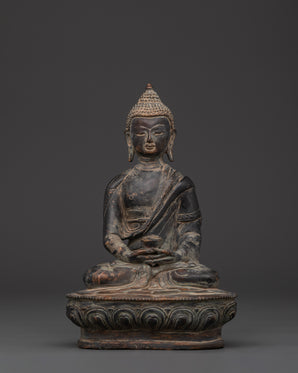 Handcrafted Amitabha Buddha Statue | Copper Body with Antique Finish