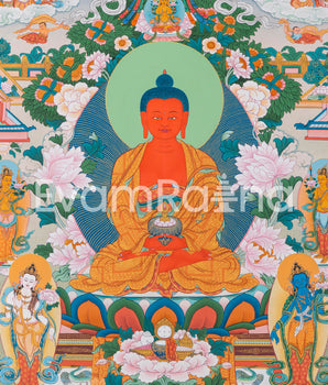 Thangka Print Of Infinite Light Buddha | Amitabha Singham Art For Meditation | Gift Ideas