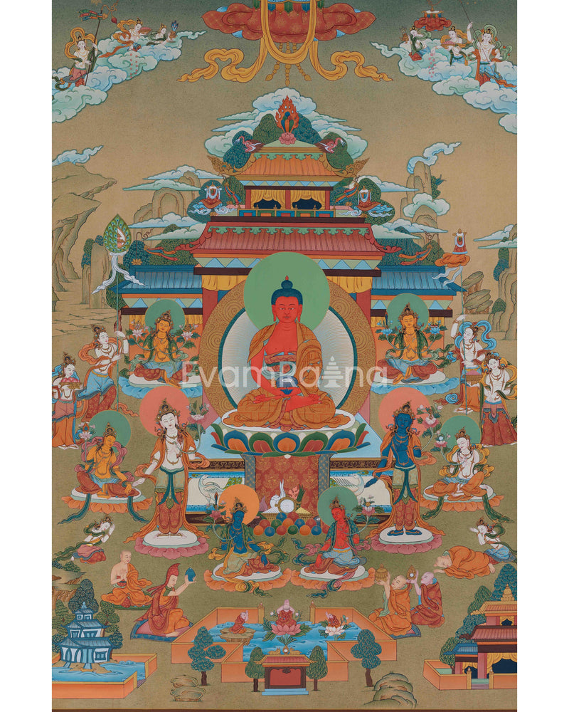 Amitabha Buddha Pureland Thangka