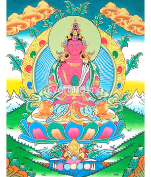 Hand-Painted Amitayus Buddha Thangka
