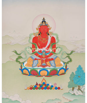 Amitayus Buddha in Natural Stone Colors Thangka