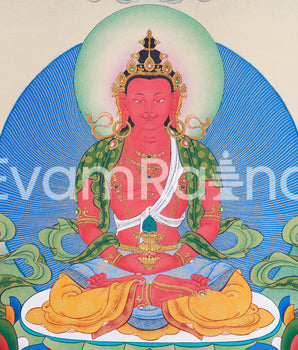 Traditional Amitayus Thangka Print | The Buddha of Boundless Life | Sacred Longevity Artwork