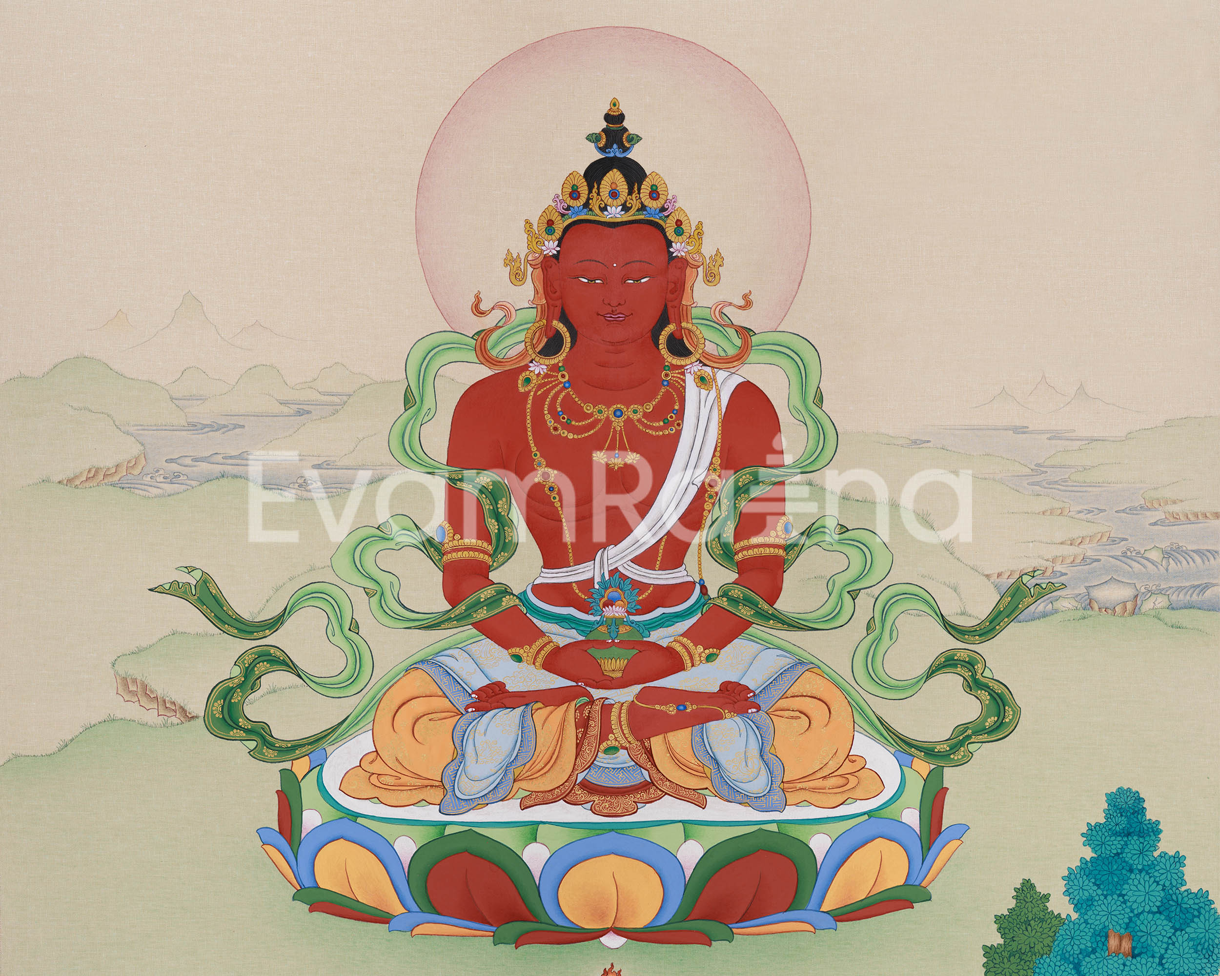 Amitayus Longevity Buddha "The Immortal One" Thangka