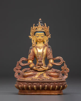 Gold Plated Buddha Amitayus Sculpture 