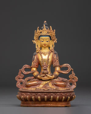 Gold Plated Buddha Amitayus Sculpture