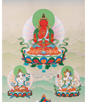 Amitayus with White Tara and Namgyalma Thangka