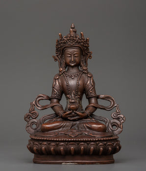 Amitayus Statue in oxidized copper