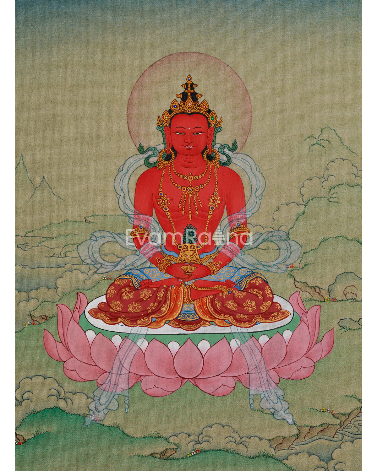 Compact Thangka of Amitayus Buddha 