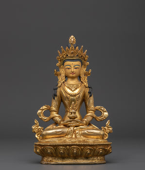 Gold Plated Amitayus Statue | Buddha of Eternal Life