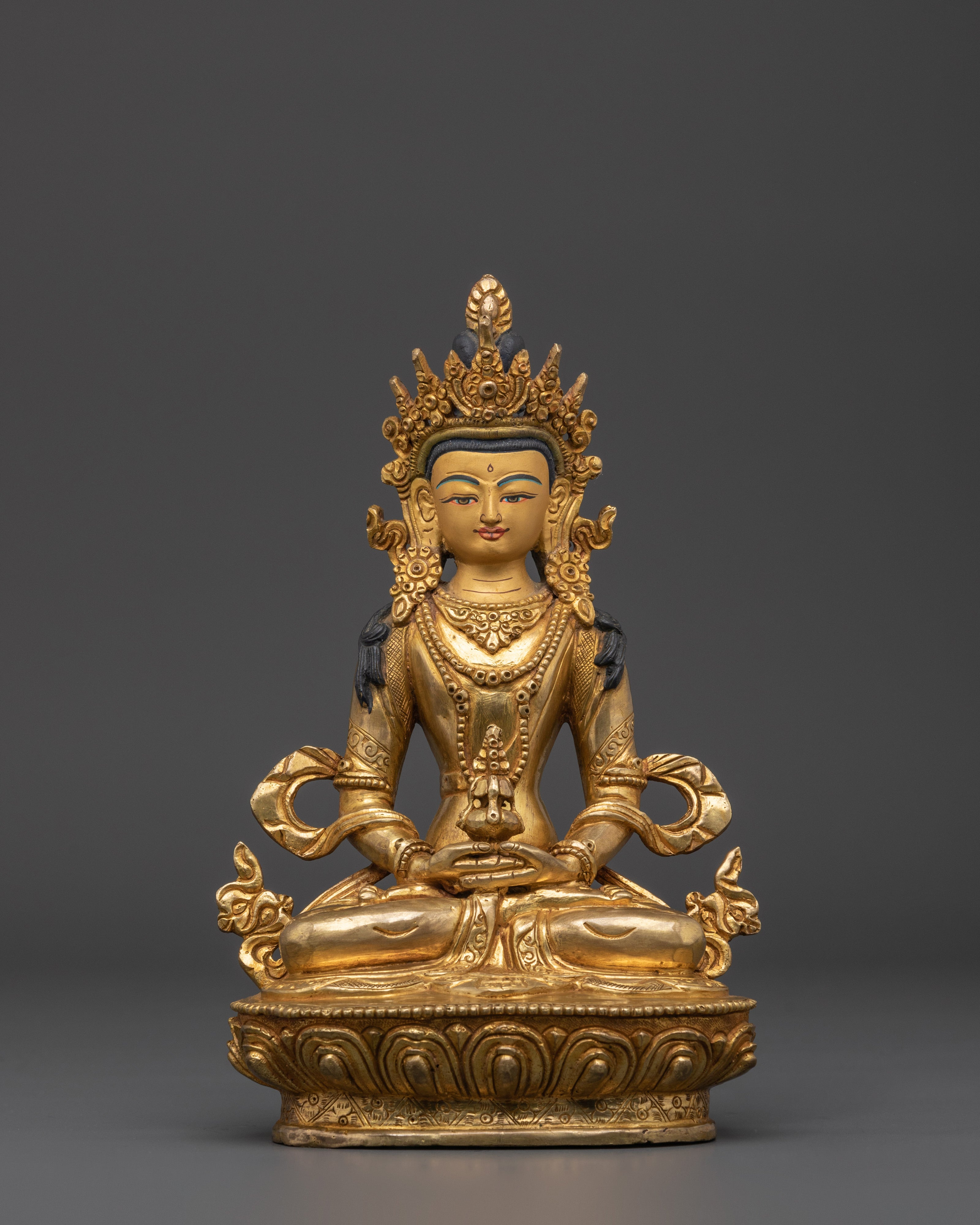 Gold Plated Amitayus Statue | Buddha of Eternal Life
