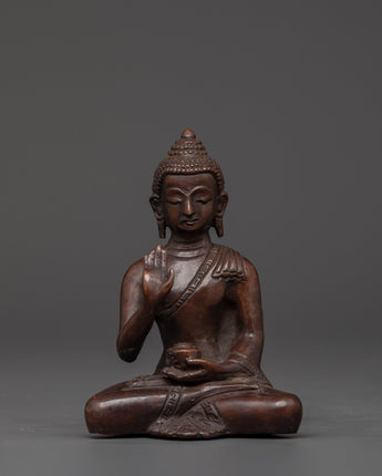 Fearless Deity Amoghasiddhi Oxidized Copper Statue