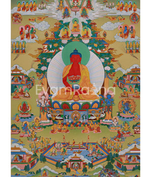 Grand Mahayana Pure Land Painting | Sacred Realm of Amitabha Buddha
