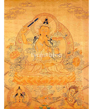 Arya Boddhisattva Manjushri Original Hand painted 24K Gold Style Tibetan Thangka