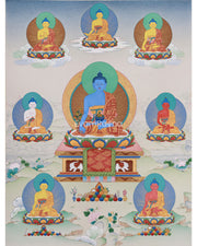 Tibetan Eight Medicine Buddha | A Sacred Thangka of Healing and Protection