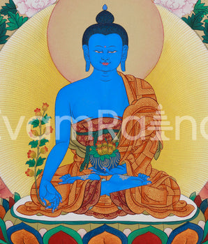 The Eight Healing Buddhas | Embodiments of Buddhist Medicine | Painted with Lhasa Stone Hues