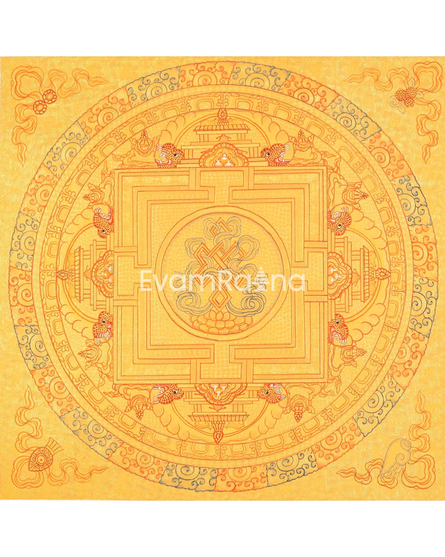 Hand Painted Auspicious Mandala Tibetan Thangka | Wall Hanging For Meditation