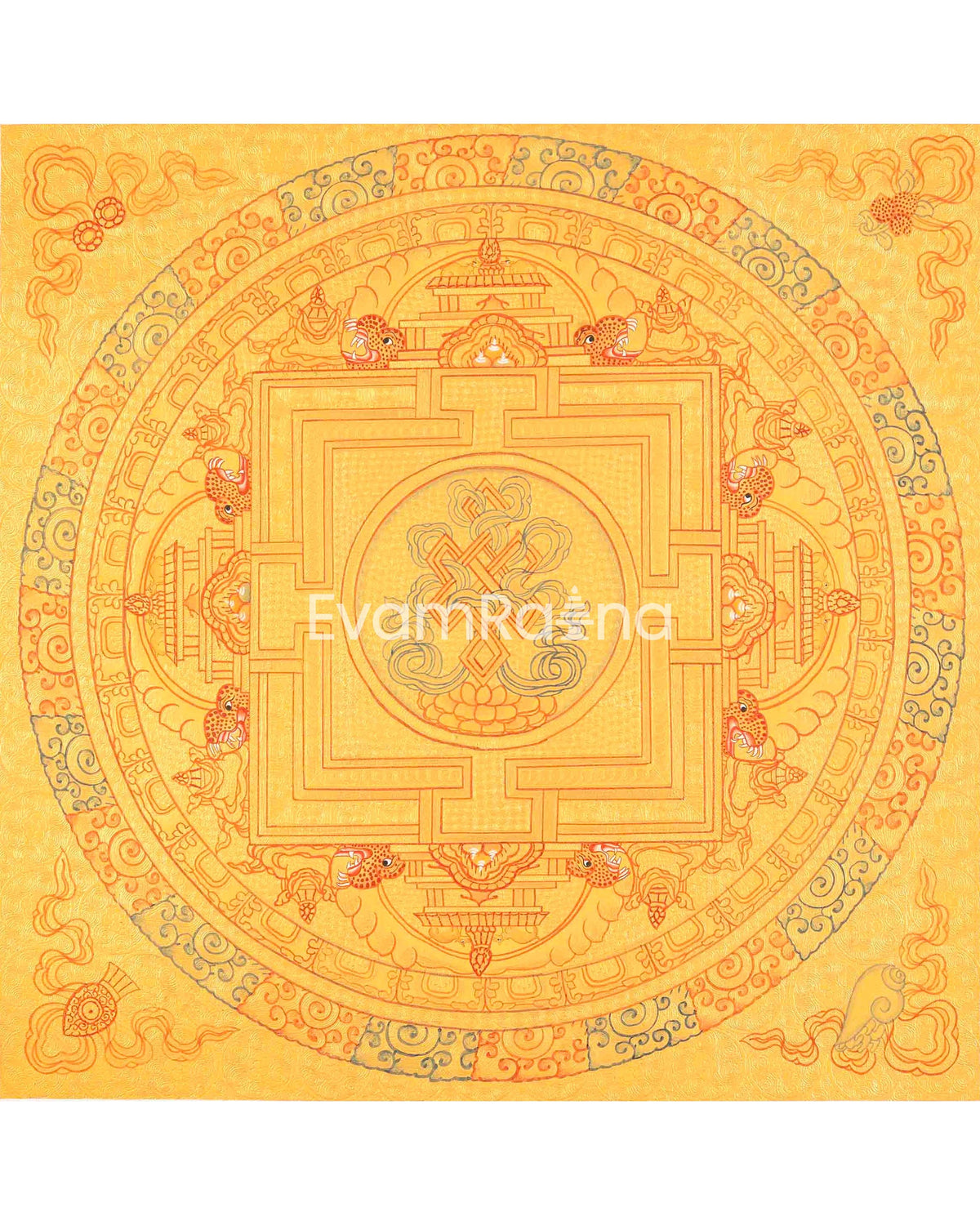 Hand Painted Auspicious Mandala Tibetan Thangka | Wall Hanging For Meditation