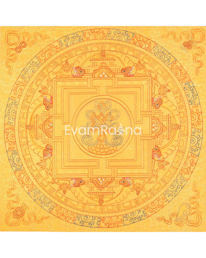 Hand Painted Auspicious Mandala Tibetan Thangka | Wall Hanging For Meditation