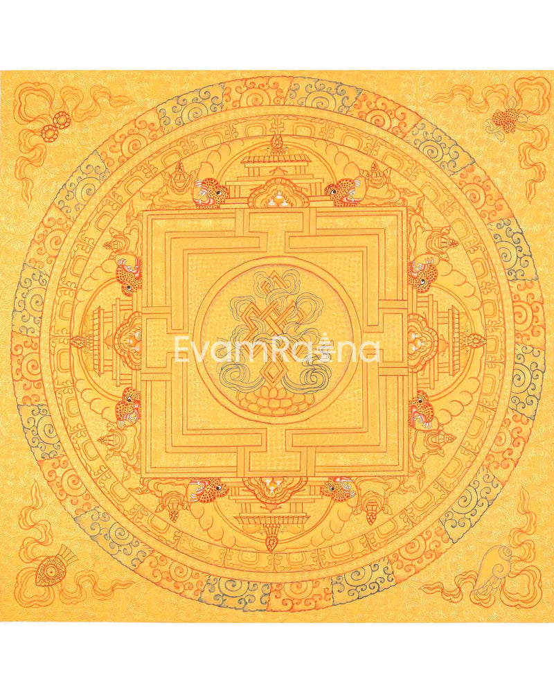 Hand Painted Auspicious Mandala Tibetan Thangka | Wall Hanging For Meditation