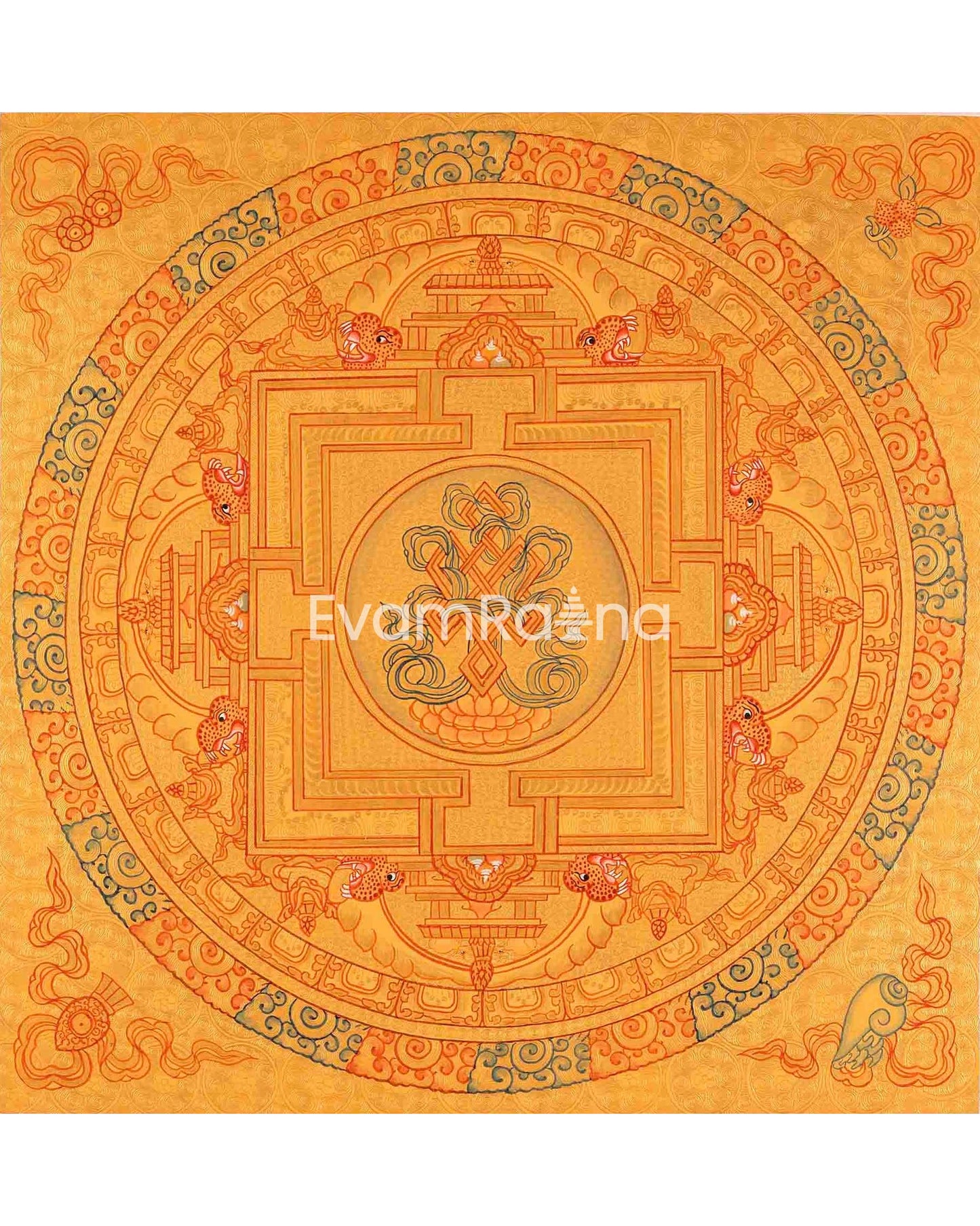 Hand Painted Auspicious Mandala Tibetan Thangka