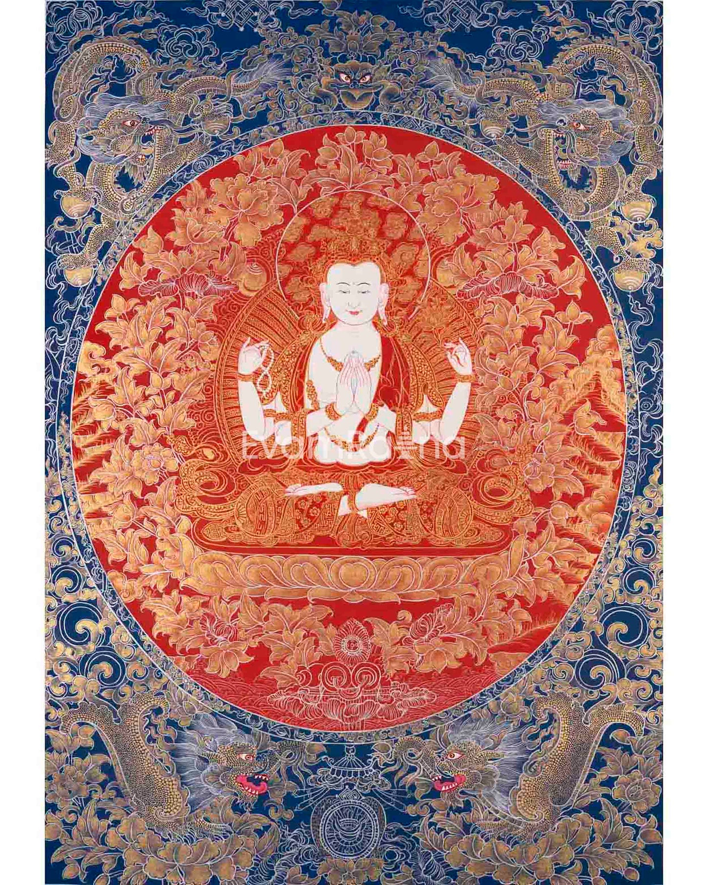 Original Hand Painted Avalokiteshvara Chengrezig Thangka