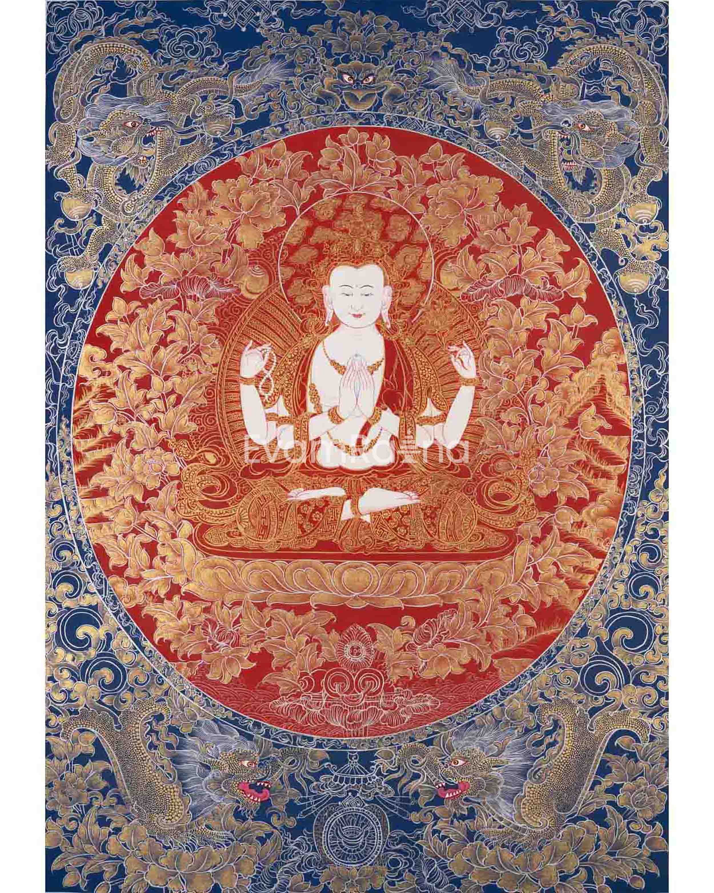 Original Hand Painted Avalokiteshvara Chengrezig Thangka
