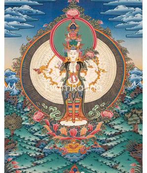 Avalokiteshvara Original Hand-Painted Tibetan Thangka