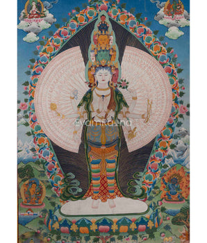 Avalokiteshvara 1000 Arms Form Depicted In High-Quality Giclee Print