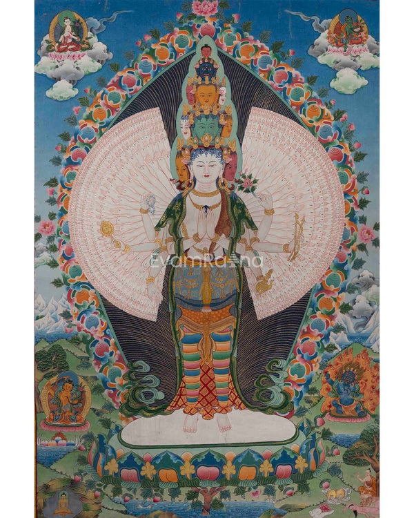 Avalokiteshvara 1000 Arms Form Depicted In High-Quality Giclee Print