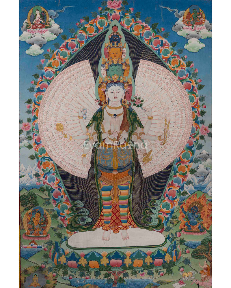 Avalokiteshvara 1000 Arms Form Depicted In High-Quality Giclee Print