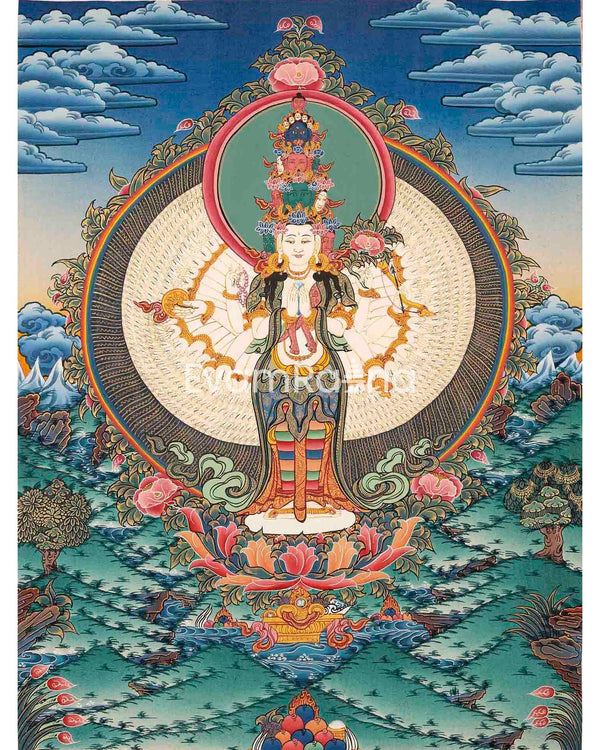 Avalokiteshvara Original Hand-Painted Tibetan Thangka