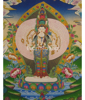 Avalokiteshvara Thangka Painting | Tibetan Buddism | Buddhist Arts | Religious Painting |