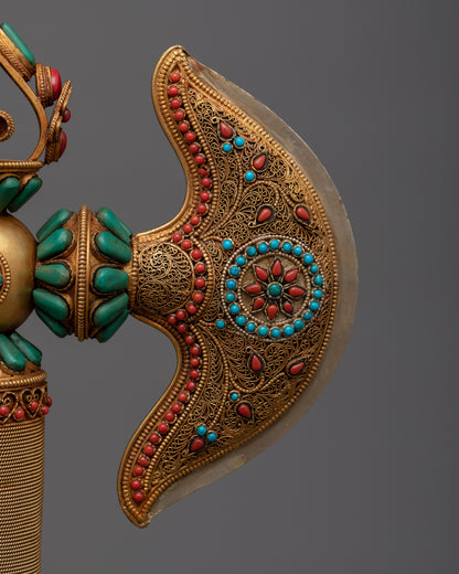 Gold Plated Kartika Axe | Embodying Tibetan Devotion & Art