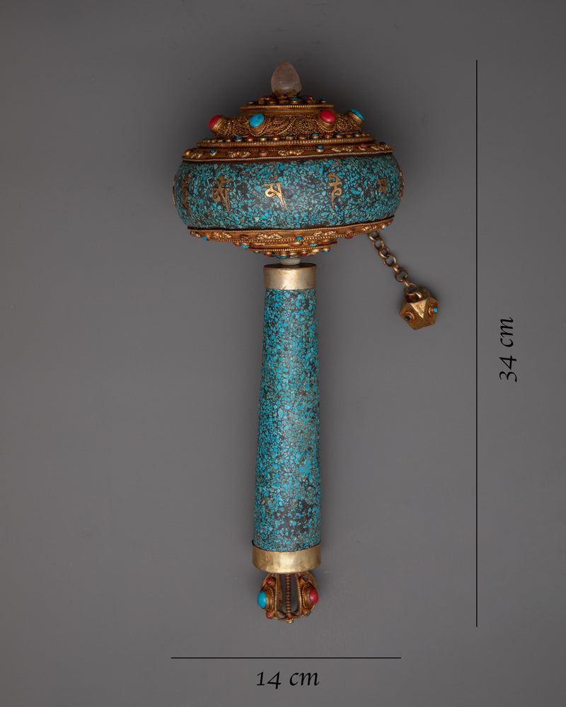 Turquoise Prayer Wheel | Handcrafted with Love & Devotion