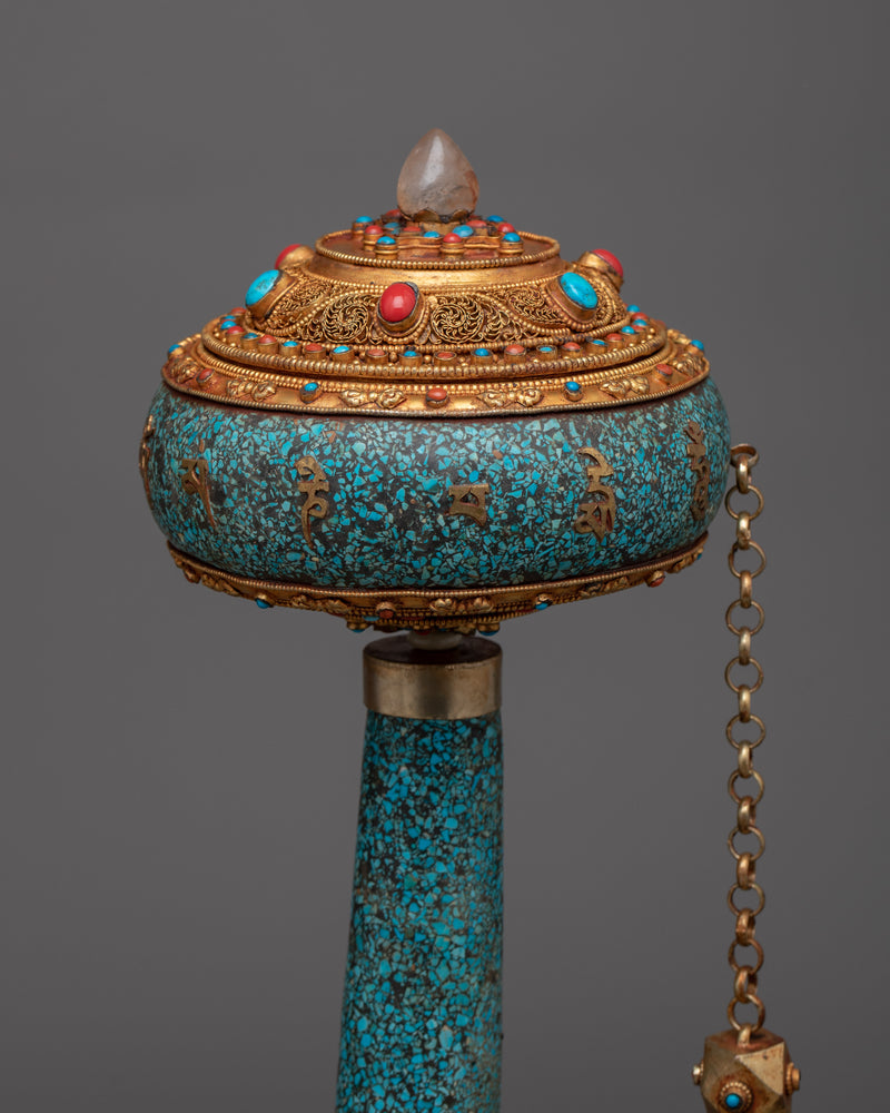 Turquoise Prayer Wheel | Handcrafted with Love & Devotion