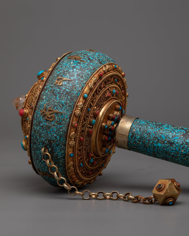 Turquoise Prayer Wheel | Handcrafted with Love & Devotion