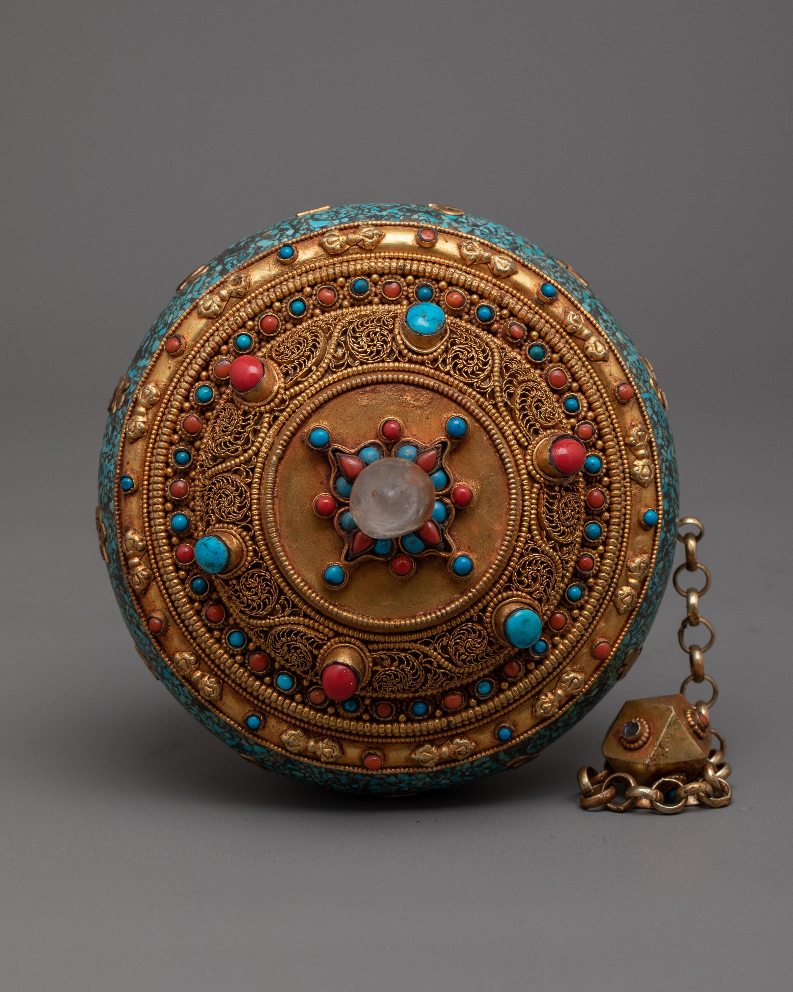 Turquoise Prayer Wheel | Handcrafted with Love & Devotion