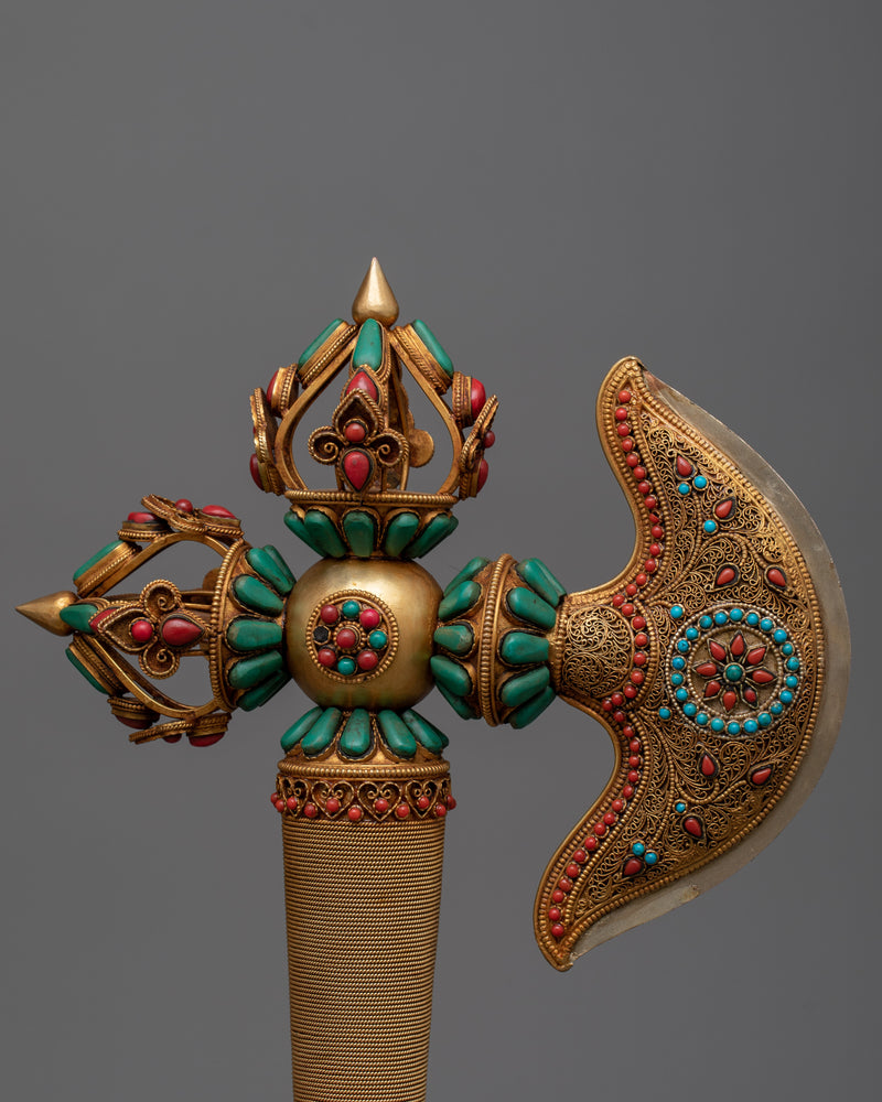 Gold Plated Kartika Axe | Embodying Tibetan Devotion & Art