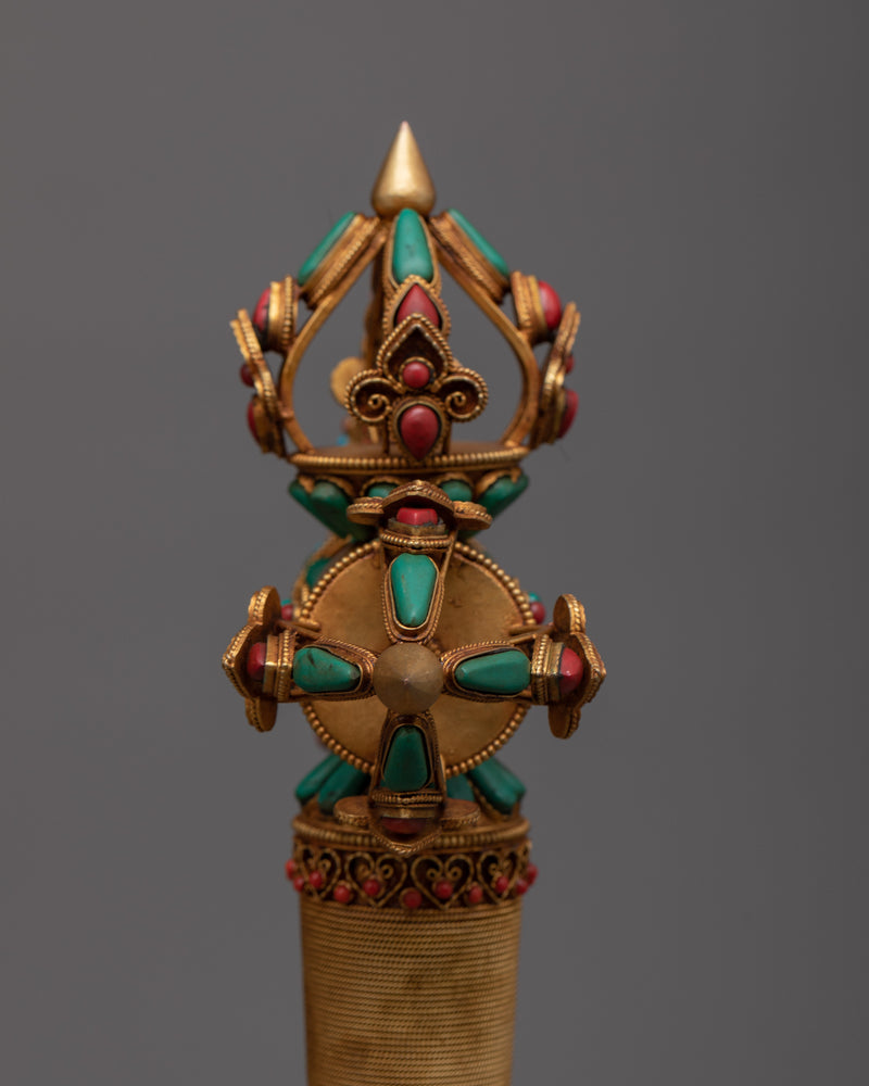 Gold Plated Kartika Axe | Embodying Tibetan Devotion & Art