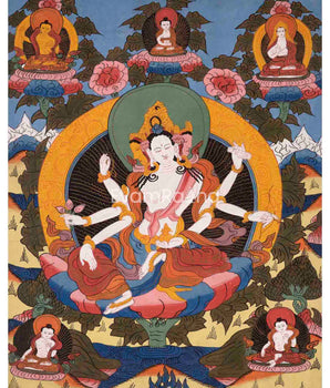 Hand-Painted Basundhara Devi Thangka