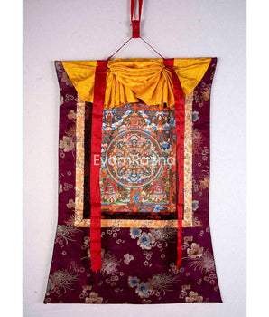 Beautiful Flower Brocade Mounted Buddha Mandala 