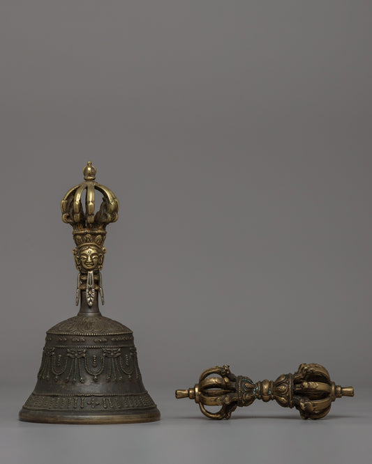 Tibetan Bronze Ritual Bell & Vajra