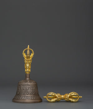 Tibetan Brass Bell & Vajra Set