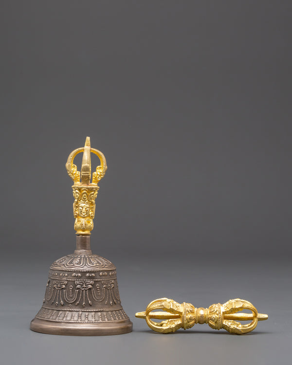 Handcrafted Bell and Vajra Set | Spiritual Tools for Rituals and Meditation