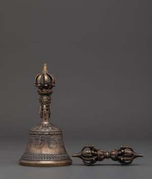 Brass Vajra And Bell With Cover | Buddhist Ritual Instruments